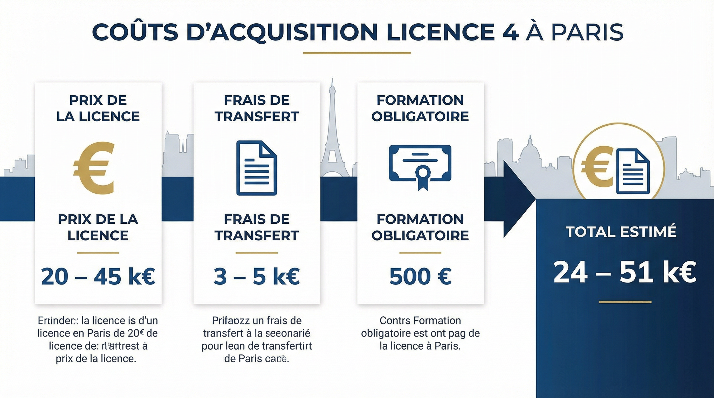 Infographie : coûts et frais annexes pour l'achat d'une licence 4 à Paris